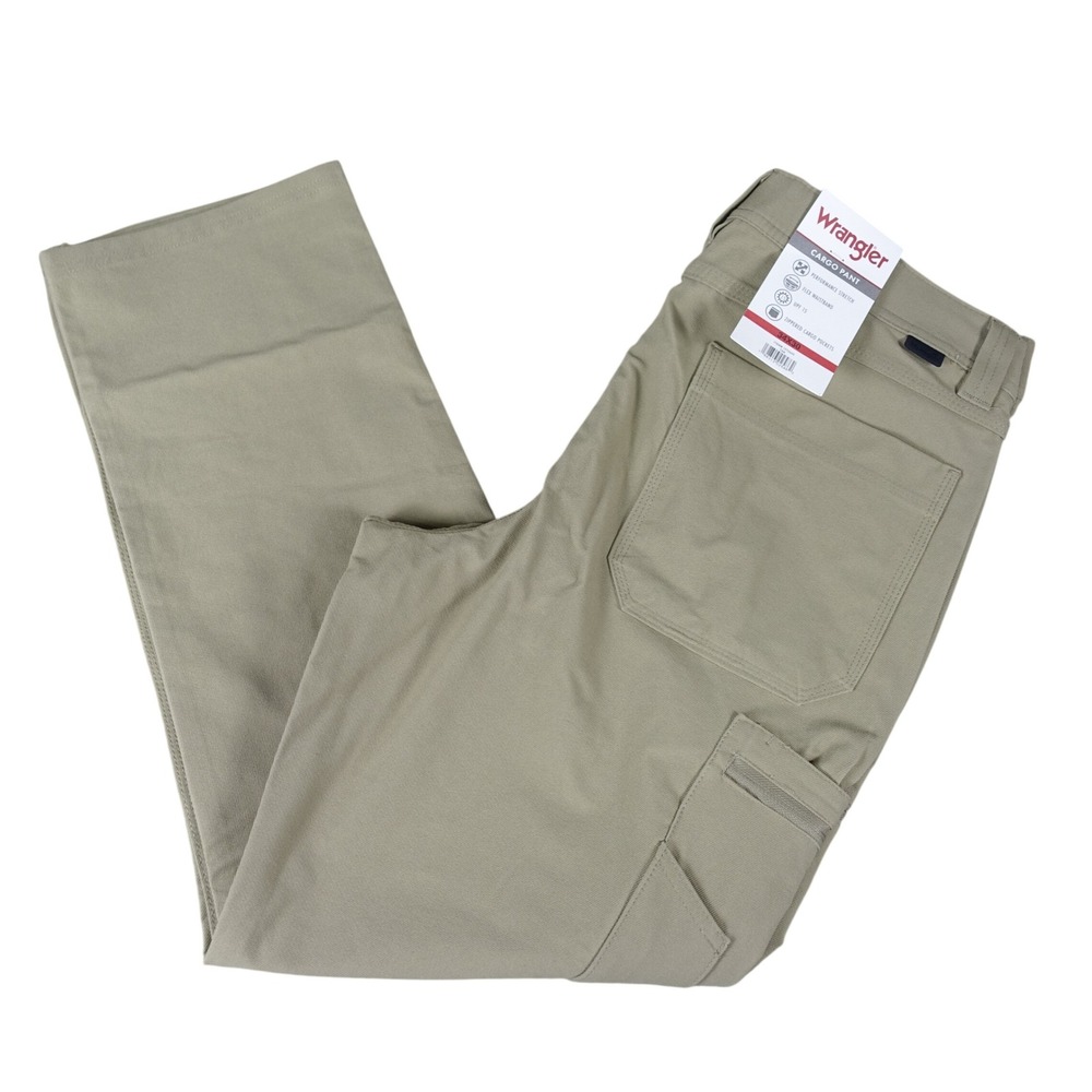 Wrangler Cargo Pants Tan Men 34x30 Regular Fit Performance Stretch NEW